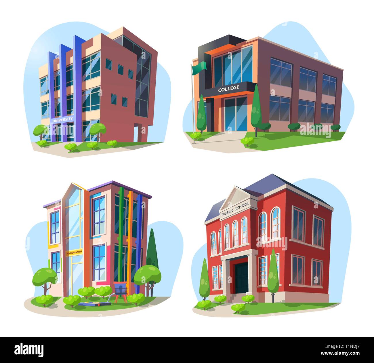 Università, scuola, università e kindergarten Illustrazione Vettoriale