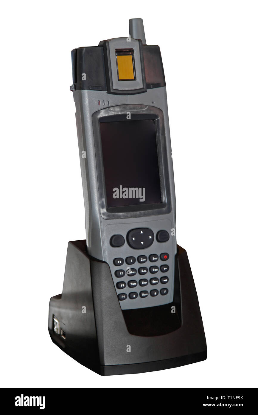 Palmare portatile uno scanner biometrico di impronte digitali per la sicurezza Foto Stock