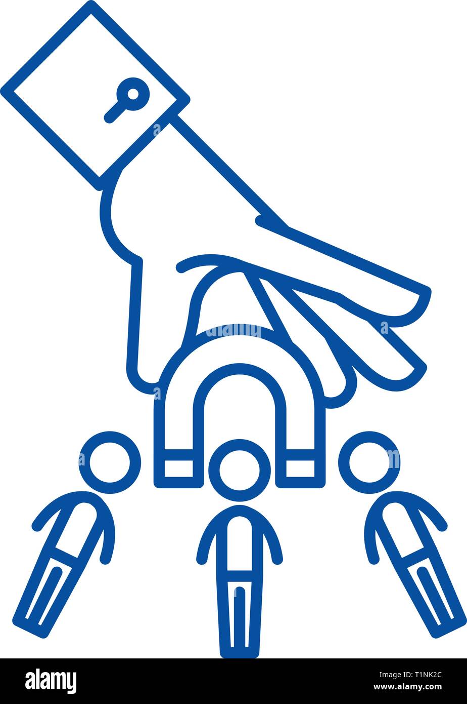 Target di mercato icona linea concept. Target di mercato piatto simbolo del vettore, segno, illustrazione di contorno. Illustrazione Vettoriale