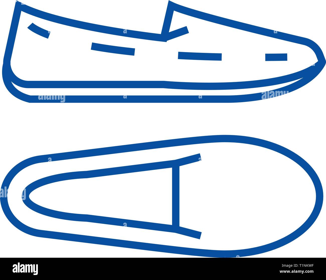 Mocassini icona linea concept. Mocassini piatto simbolo del vettore, segno, illustrazione di contorno. Illustrazione Vettoriale