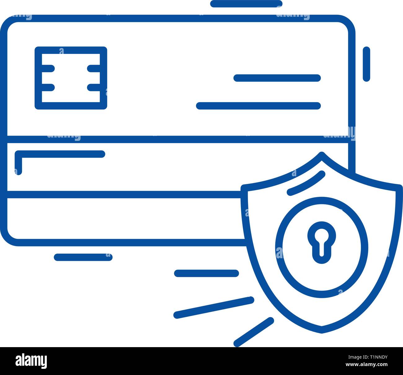 Pagamento sicurezza icona linea concept. Pagamento sicurezza piatto simbolo del vettore, segno, illustrazione di contorno. Illustrazione Vettoriale