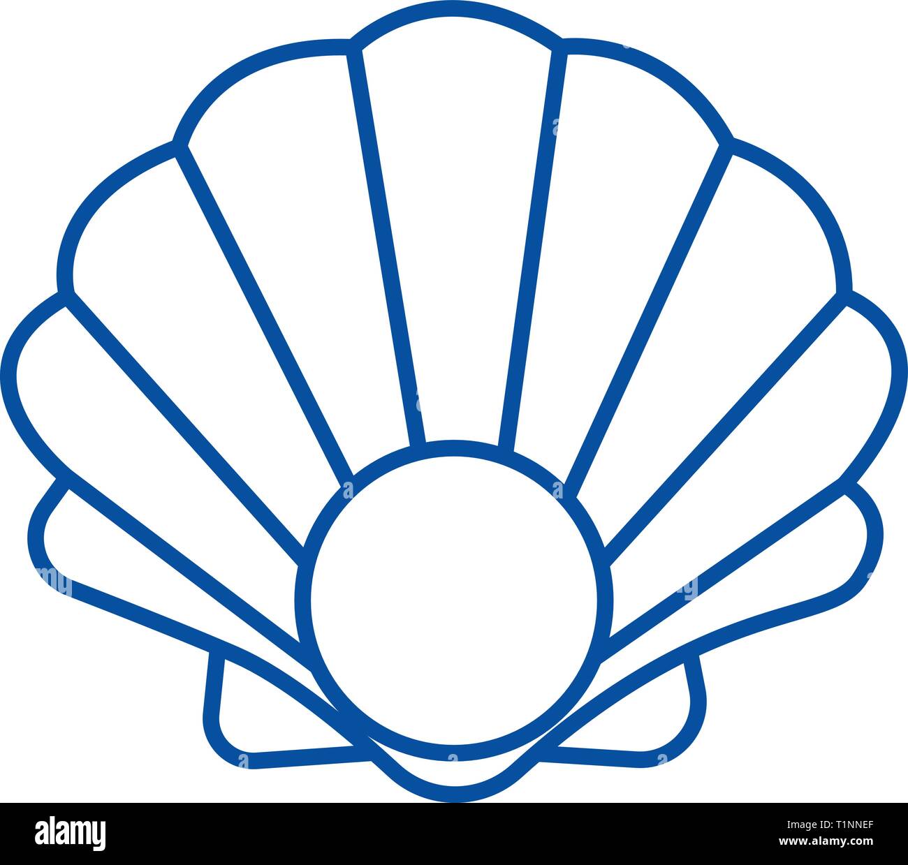 Perla shell icona linea concept. Perla shell vettore piatto simbolo, segno, illustrazione di contorno. Illustrazione Vettoriale