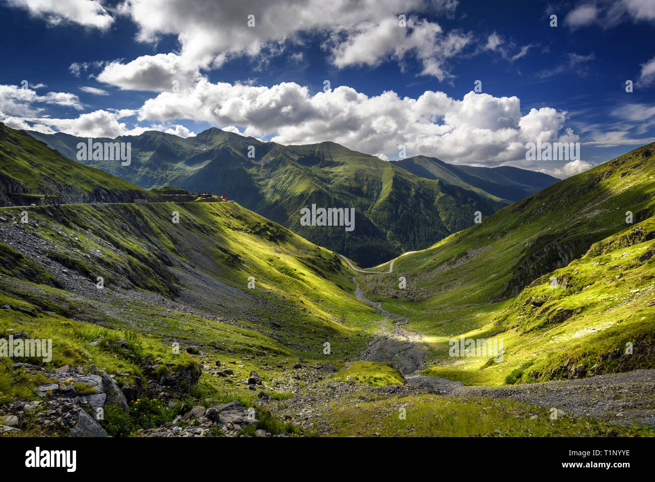 Monti Fagaras, Transfagarasan Road nei Carpazi Meridionali (Alpi della Transilvania), Romania. Foto Stock