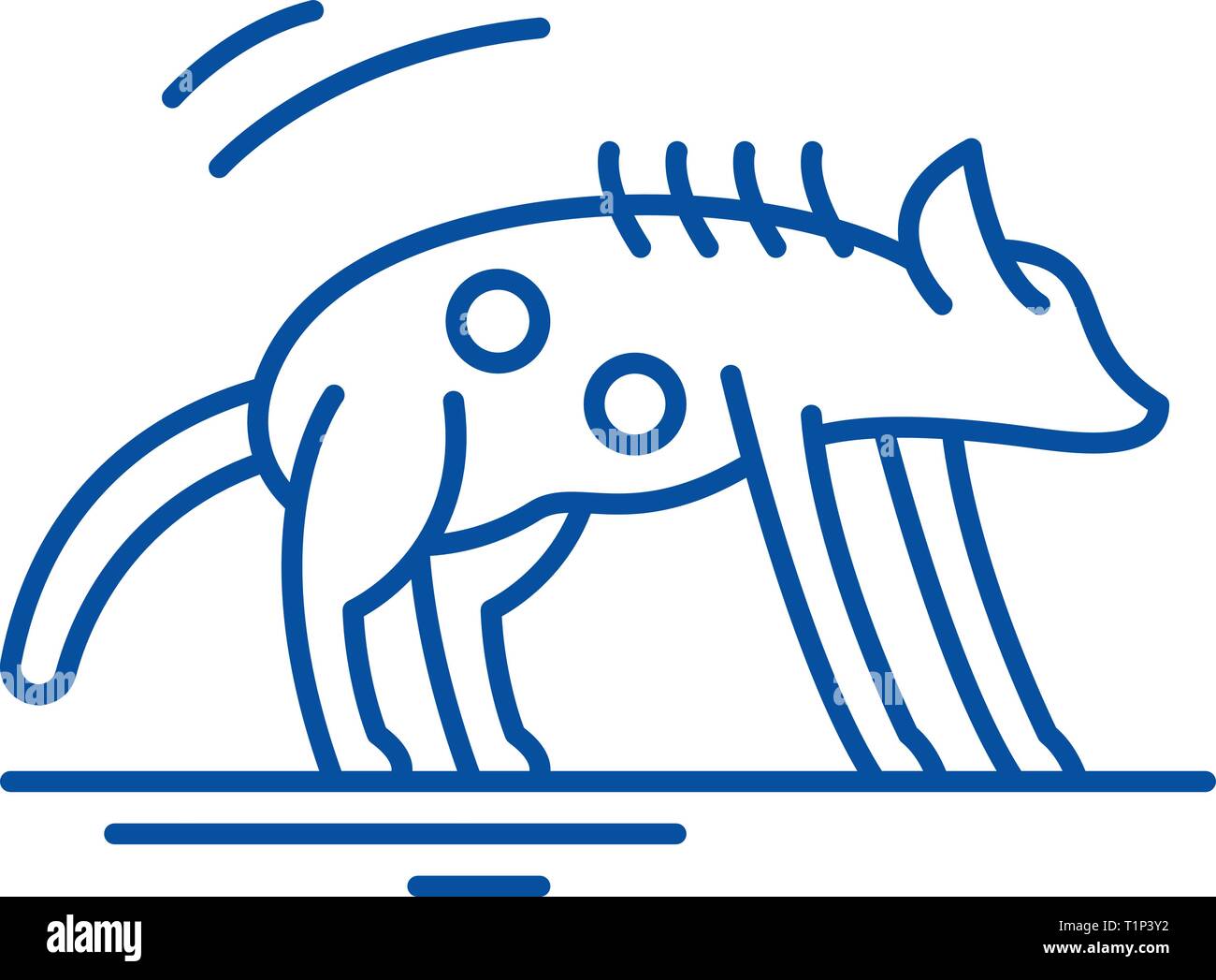 La iena icona linea concept. La iena piatto simbolo del vettore, segno, illustrazione di contorno. Illustrazione Vettoriale