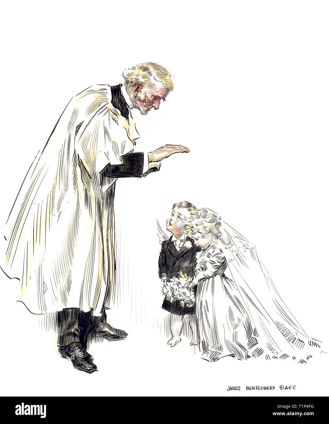 Cupido sposarsi di prendere la Sua medicina da James Montgomery Flagg Foto Stock