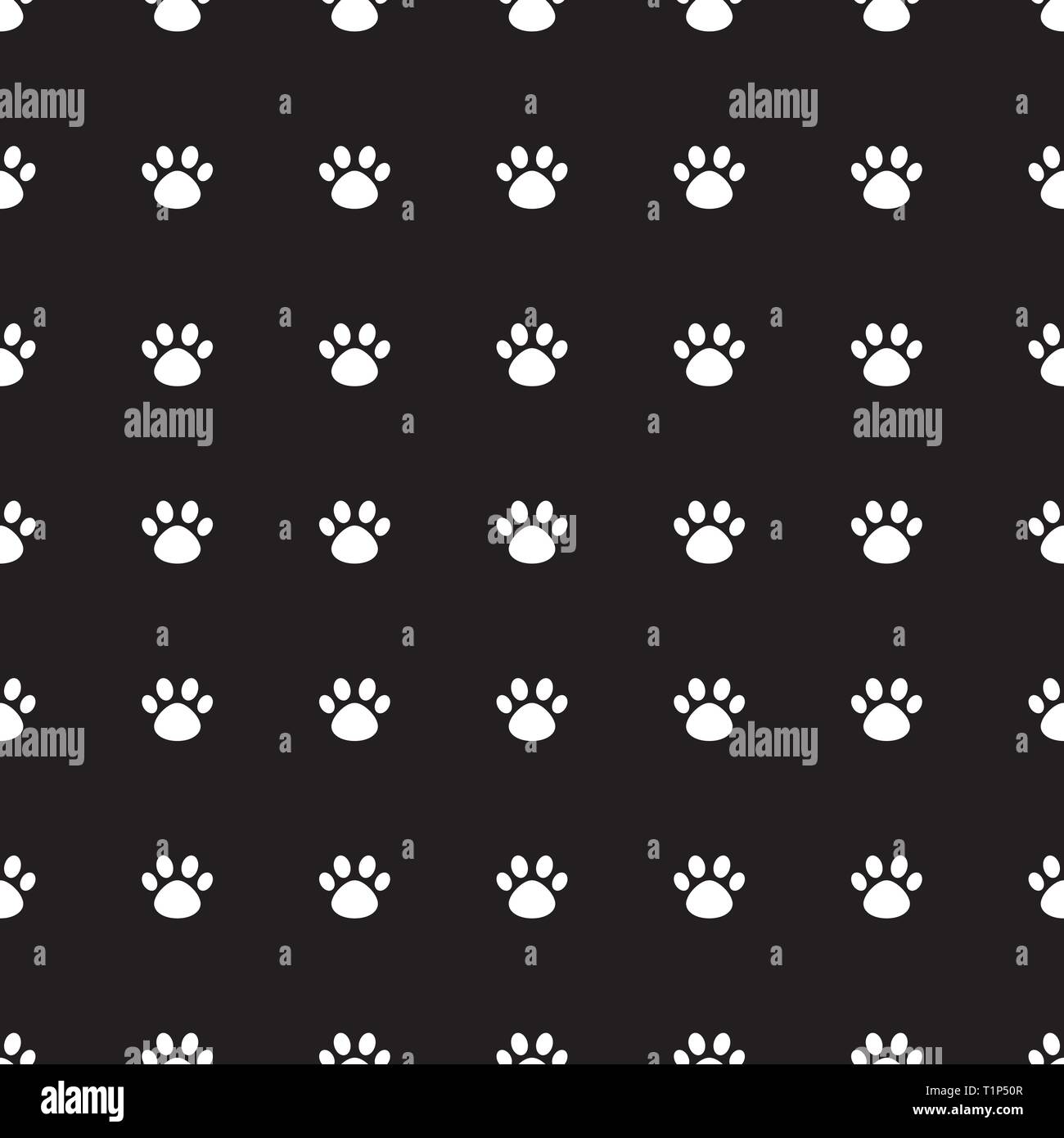 Vector seamless pattern con gatto cane della zampa della zampa. Nero e sfondo bianco Illustrazione Vettoriale