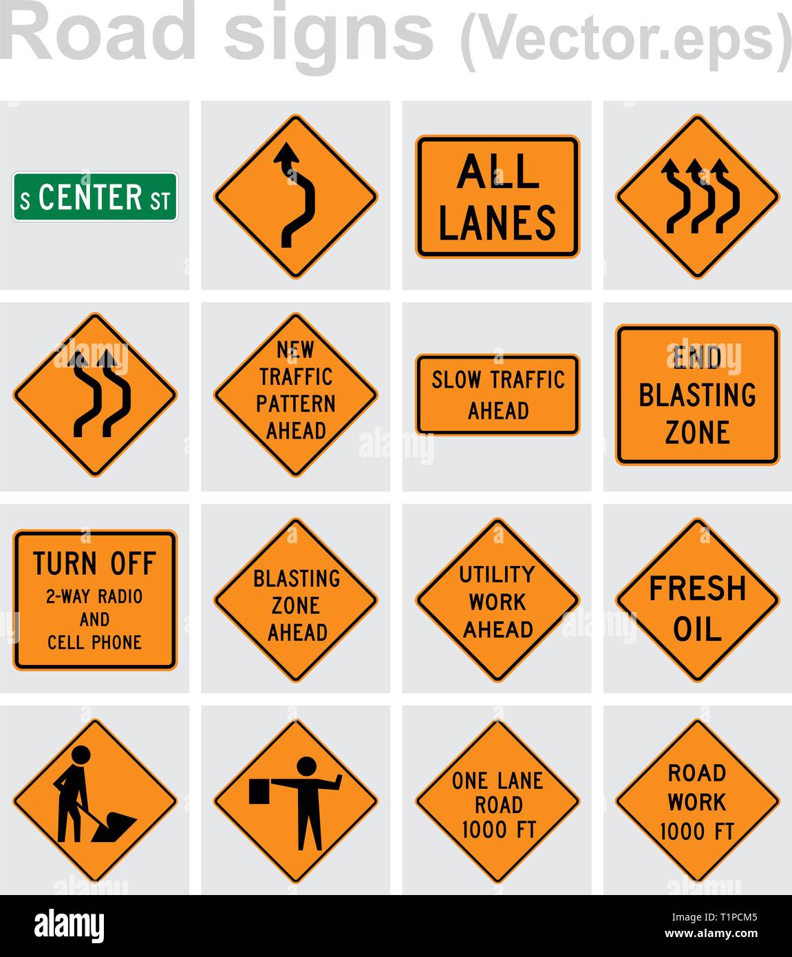 Segno di traffico strada concept design set. Illustrazione 4x4 per set. Illustrazione Vettoriale