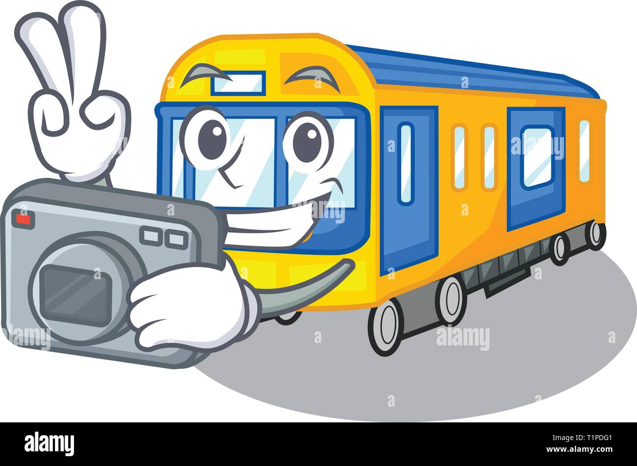 Fotografo metropolitana treno isolato nei fumetti illustrazione vettoriale Illustrazione Vettoriale