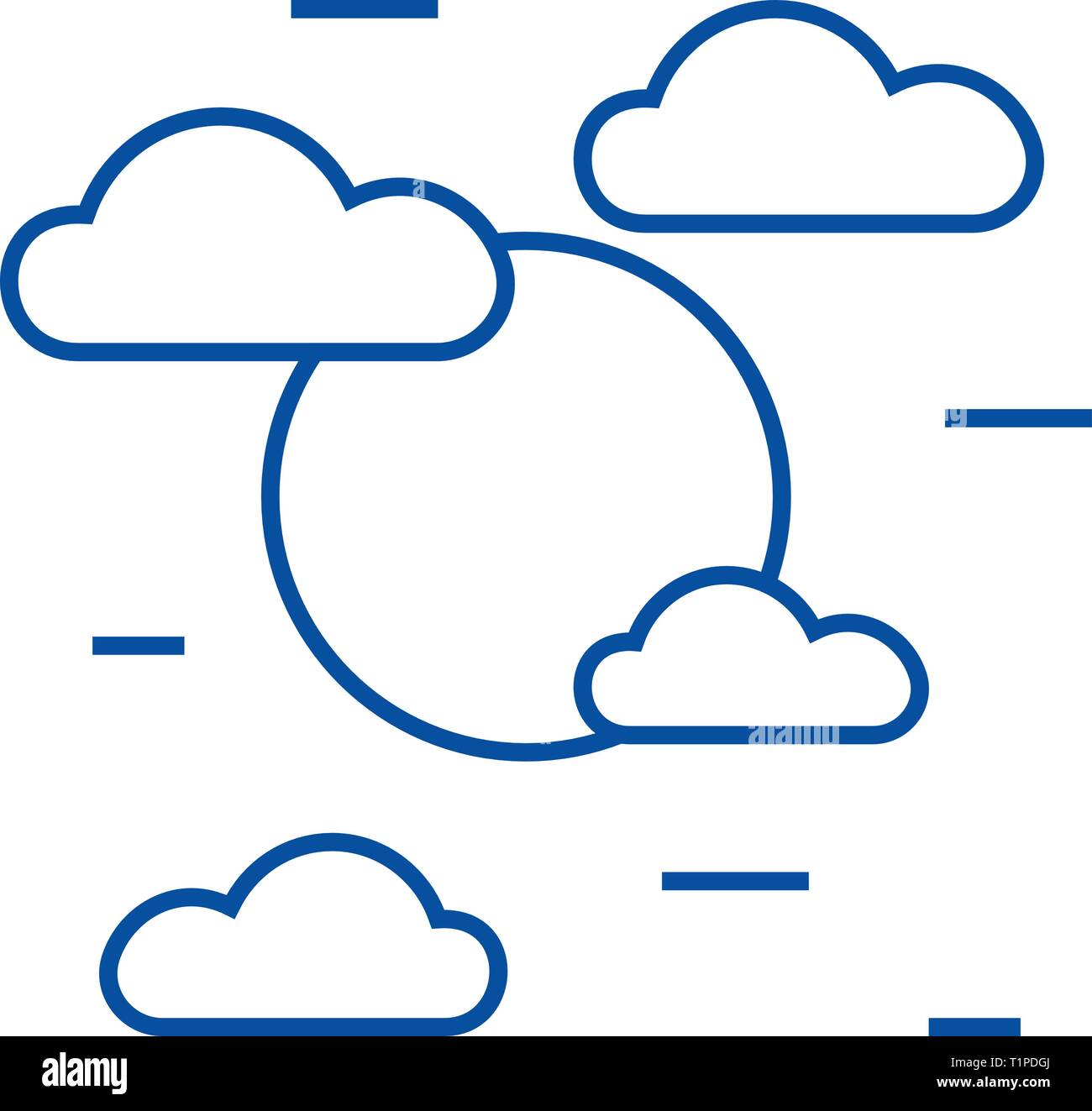 Giorno nuvoloso icona linea concept. Giorno nuvoloso piatto simbolo del vettore, segno, illustrazione di contorno. Illustrazione Vettoriale