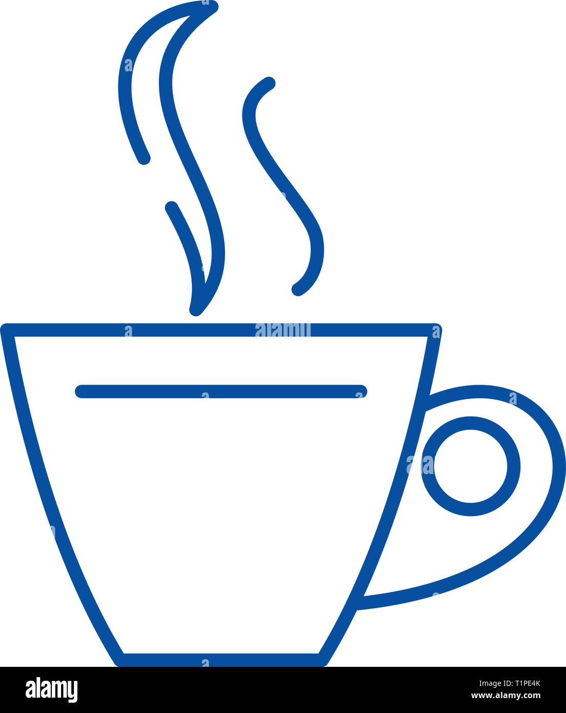 Tazza di tè icona linea concept. Tazza di tè piatto simbolo del vettore, segno, illustrazione di contorno. Illustrazione Vettoriale