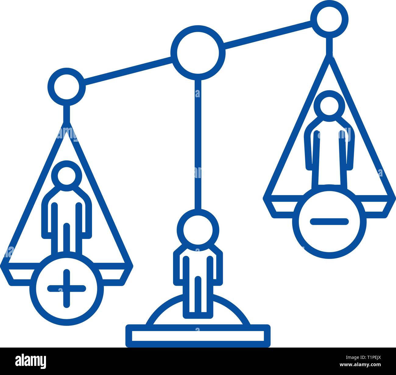 Procedimenti di divorzio icona linea concept. Procedimenti di divorzio piatto simbolo del vettore, segno, illustrazione di contorno. Illustrazione Vettoriale