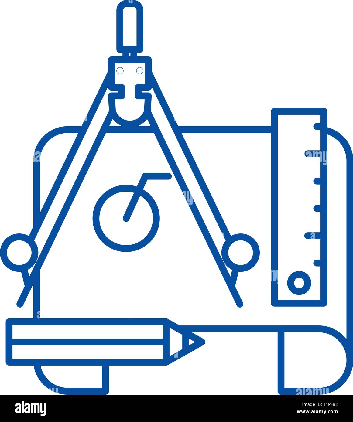 Progetto di ingegneria icona linea concept. Progetto di ingegneria piatto simbolo del vettore, segno, illustrazione di contorno. Illustrazione Vettoriale