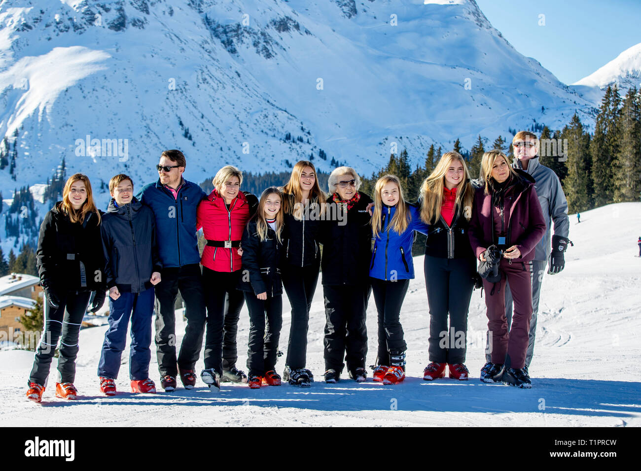 LECH - 25-2-2019 - La mattina di lunedì 25 febbraio 2019 una sessione fotografica si svolgerà a Lech, Austria con Sua Maestà Re Willem-Alexander, suo Maj Foto Stock