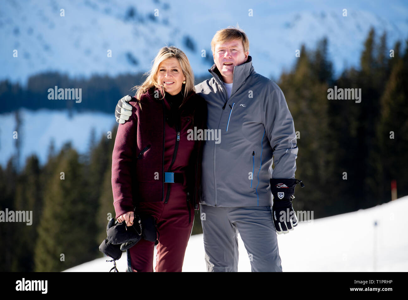 LECH - 25-2-2019 - La mattina di lunedì 25 febbraio 2019 una sessione fotografica si svolgerà a Lech, Austria con Sua Maestà Re Willem-Alexander, suo Maj Foto Stock