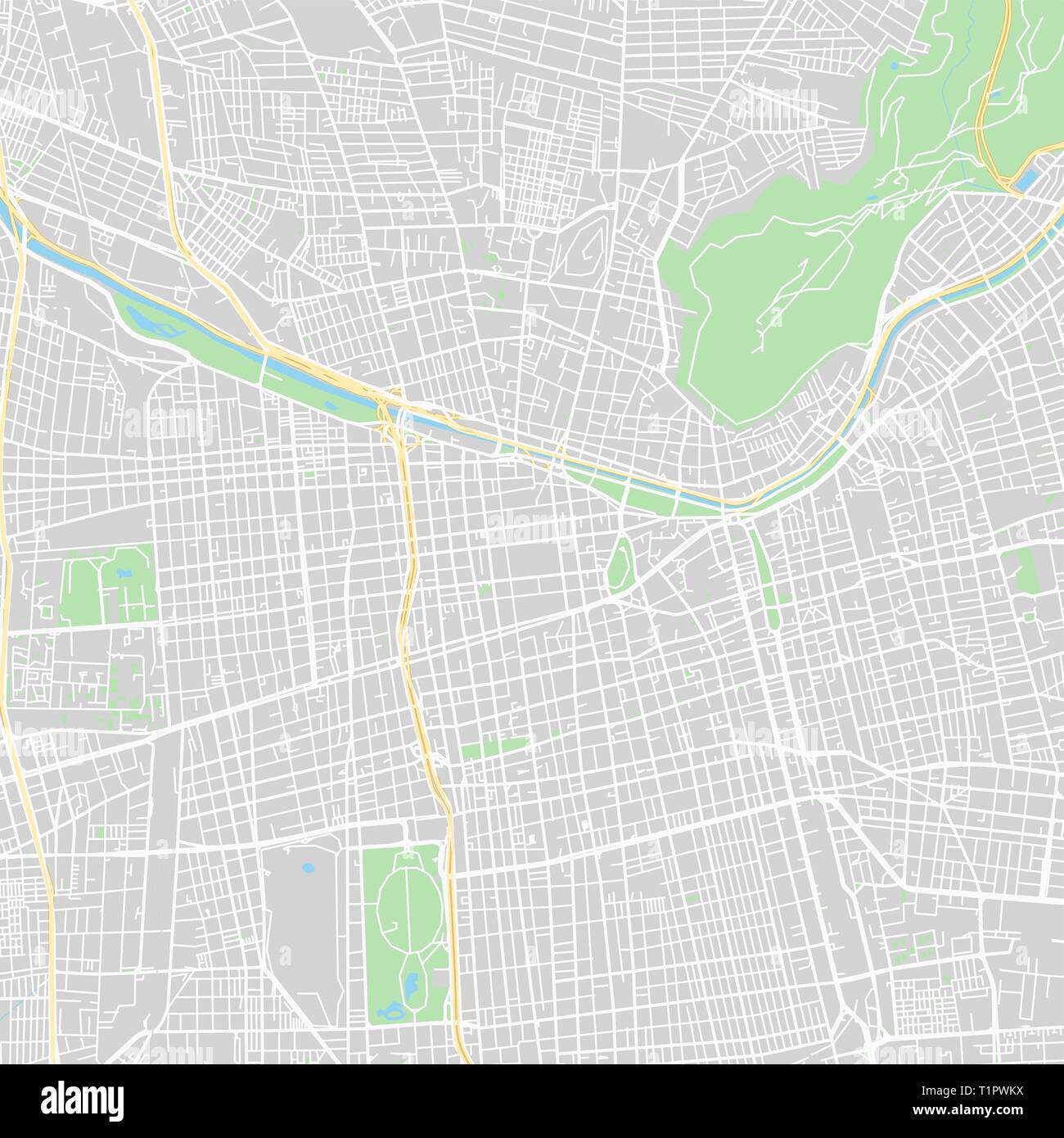Santiago del Cile classic downtown mappa. Template vettoriale per la commercializzazione e la stampa. Illustrazione Vettoriale