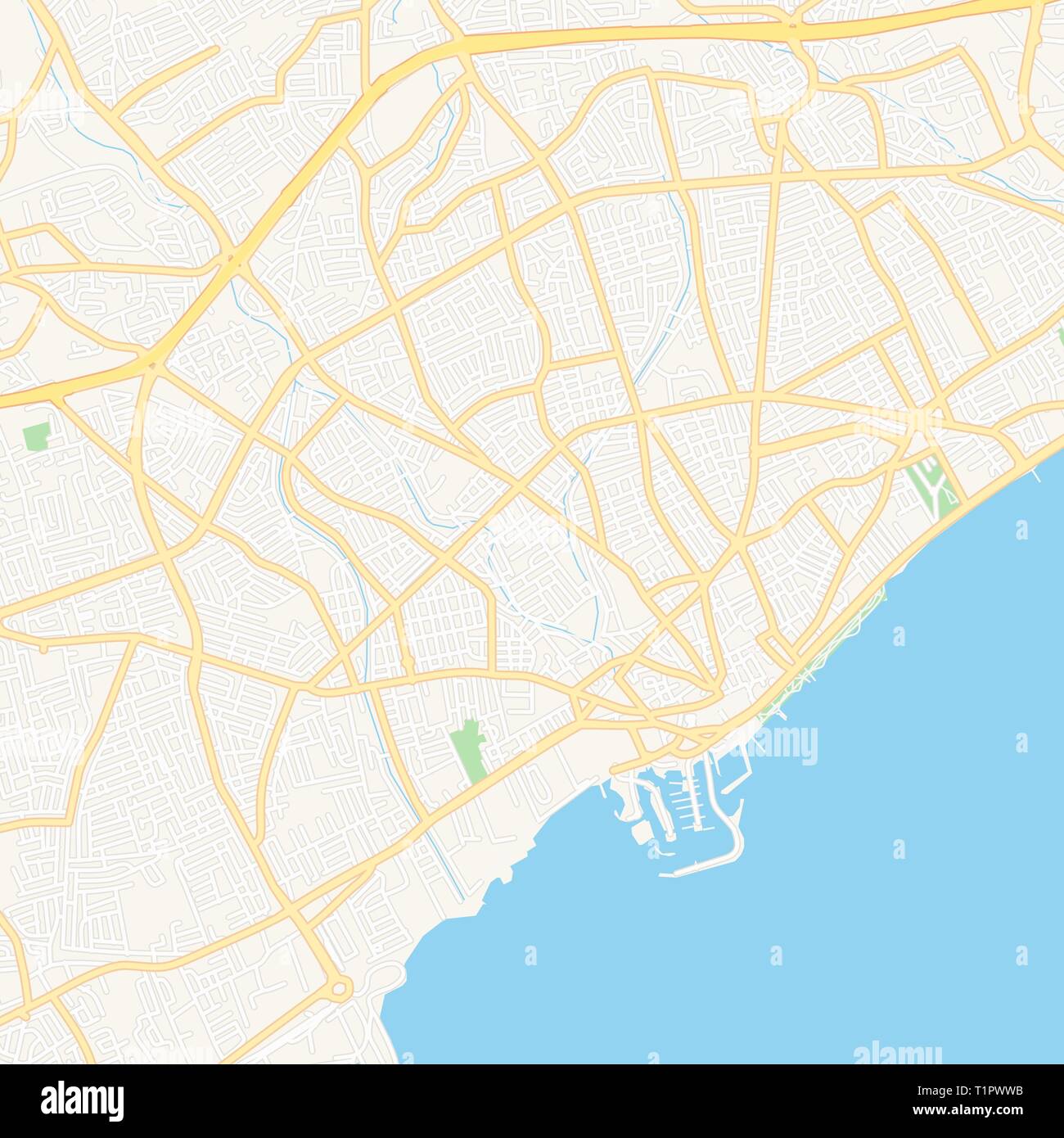Mappa stampabile di Limassol, Cipro con strade principali e secondarie e ferrovie più grandi. Questa mappa è stato accuratamente progettato per il routing e l'immissione individu Illustrazione Vettoriale
