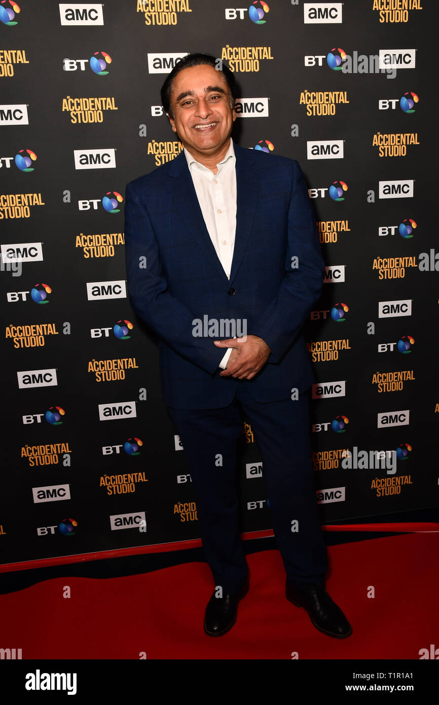 Londra, Regno Unito. 27 mar 2019. Sanjeev Bhaskar arriva alla premiere di documentario su British film società di produzione artigianale di film, creato da George Harrison dei Beatles il 27 marzo 2019, Londra, Regno Unito. Credito: Picture Capital/Alamy Live News Foto Stock