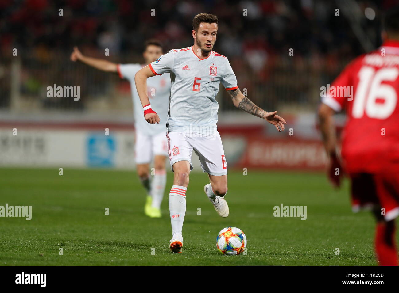 Ta' Qali, Malta. 26 Mar, 2019. Saul Niguez (ESP) Calcio/Calcetto : UEFA EURO 2020 turno di qualificazione match tra Malta 0-2 Spagna presso il National Stadium di Ta' Qali, Malta . Credito: Mutsu Kawamori/AFLO/Alamy Live News Foto Stock