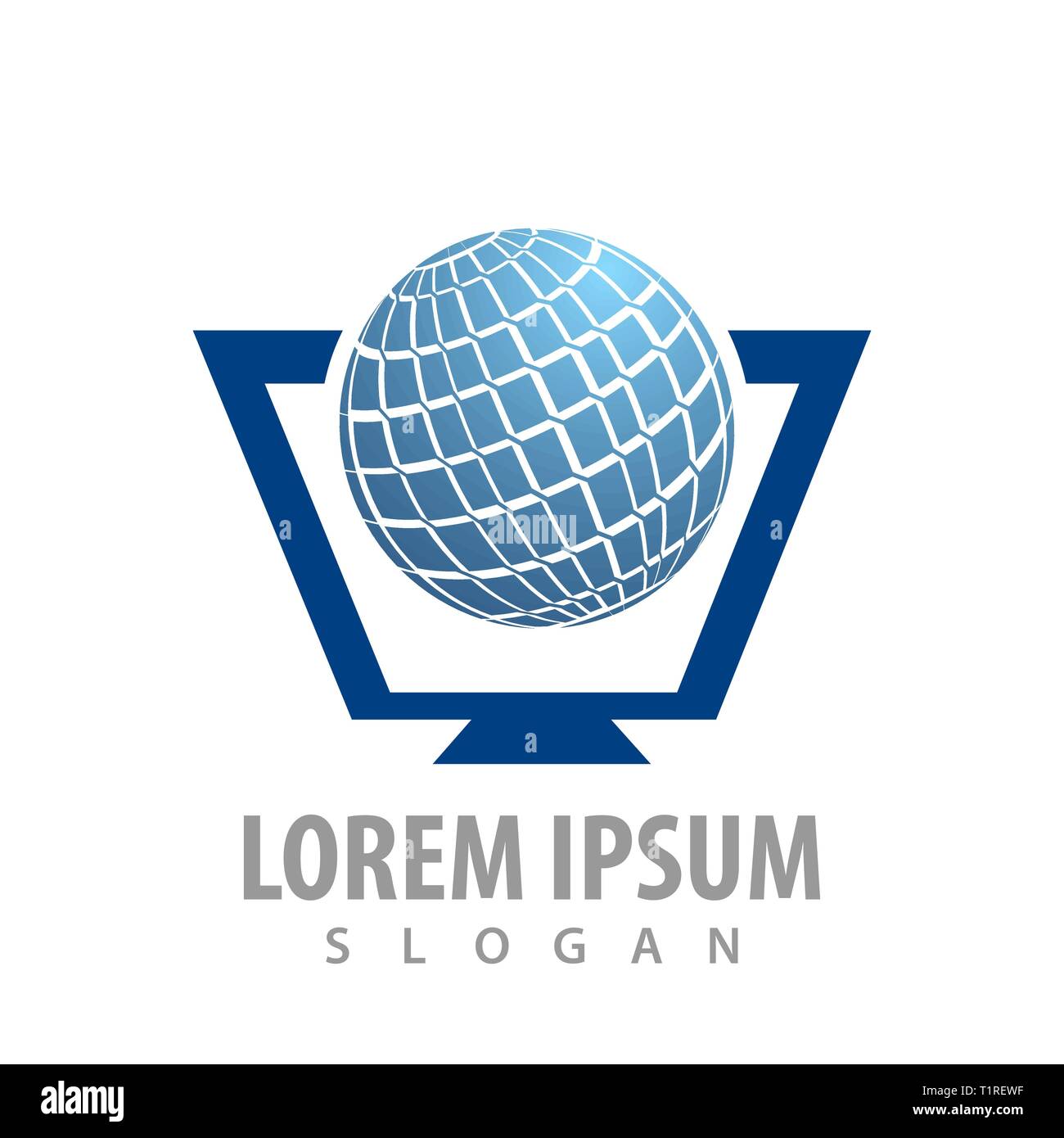 Mondo schermo monitor concept design. Simbolo grafico elemento di modello Illustrazione Vettoriale