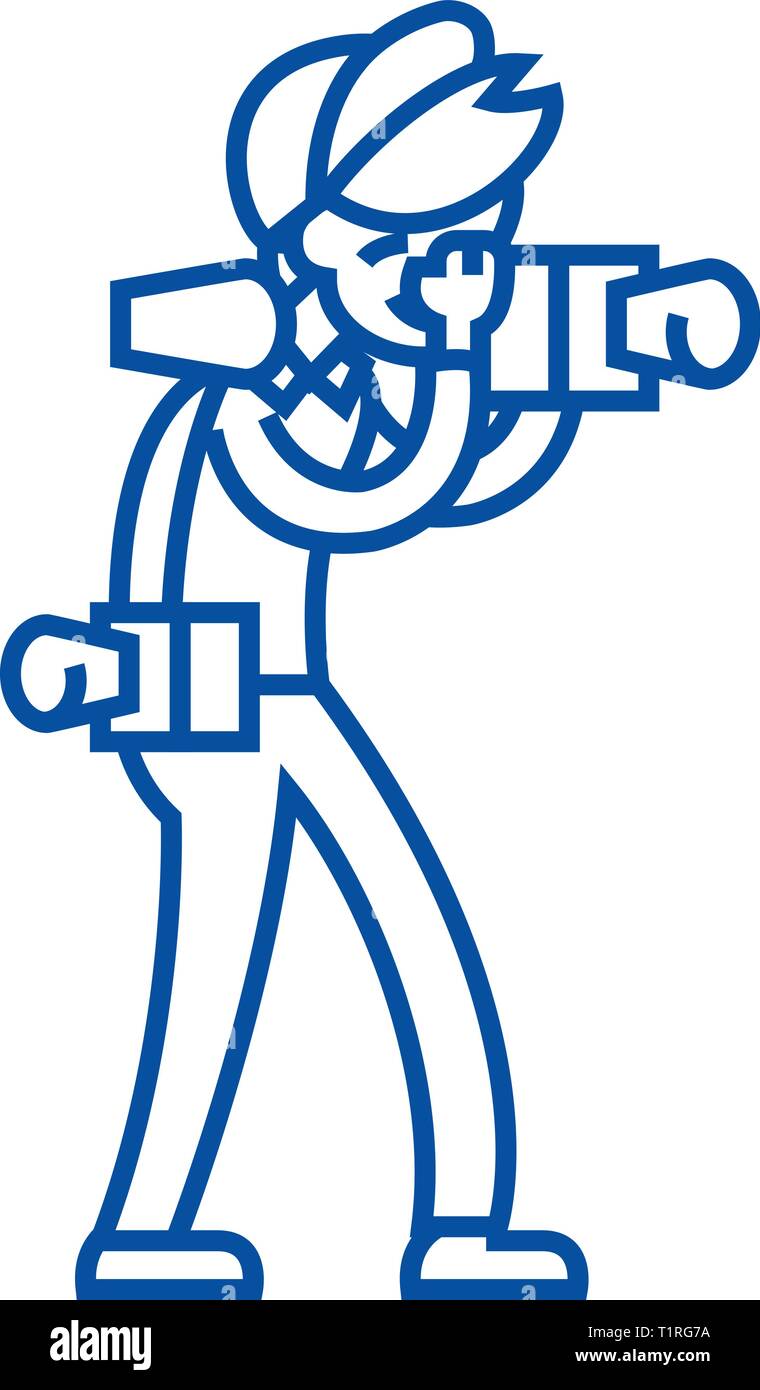 Fotografo icona linea concept. Fotografo piatto simbolo del vettore, segno, illustrazione di contorno. Illustrazione Vettoriale