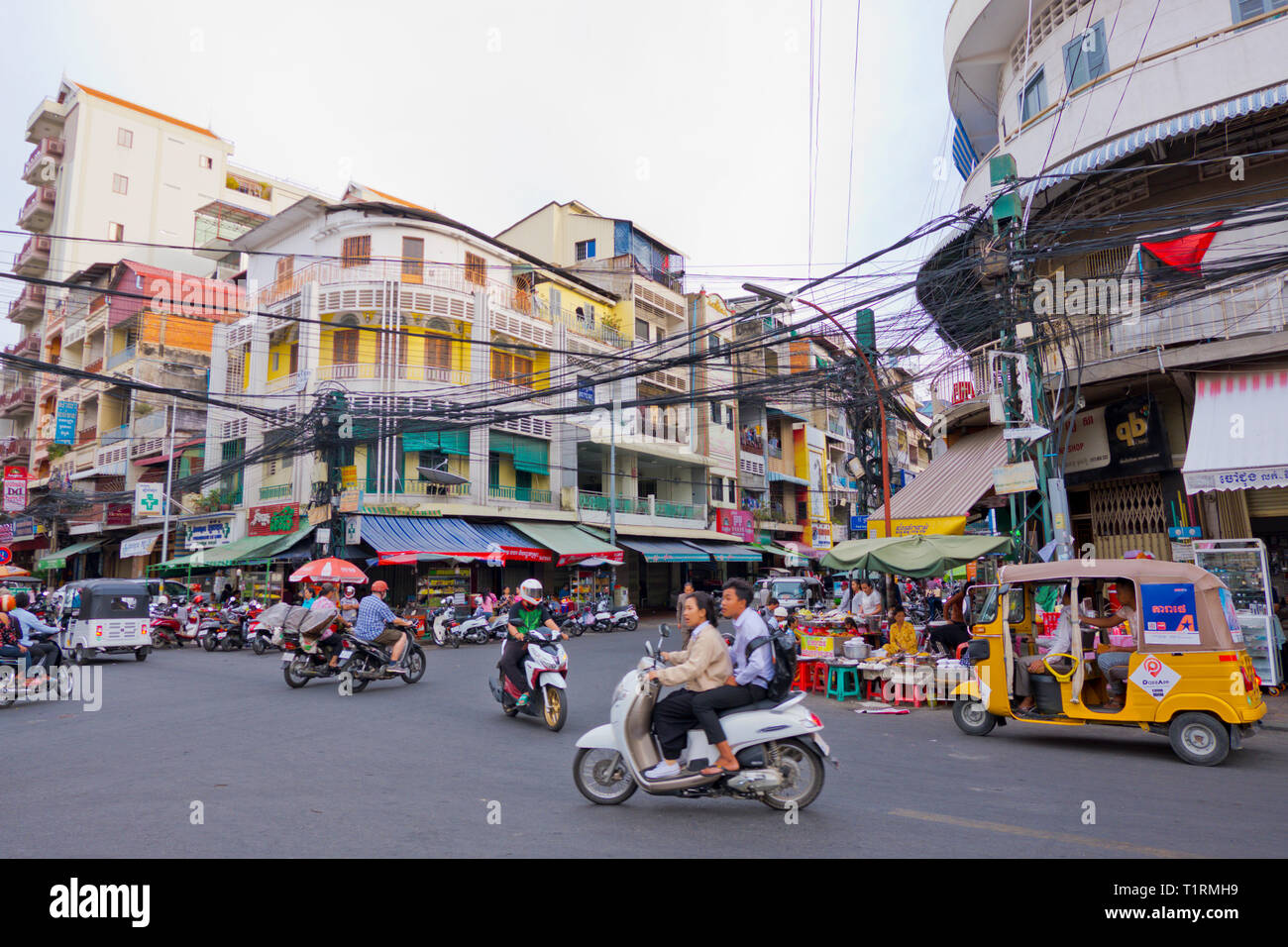 Angolo di 13 street e 110 strade, Phnom Penh, Cambogia, Asia Foto Stock