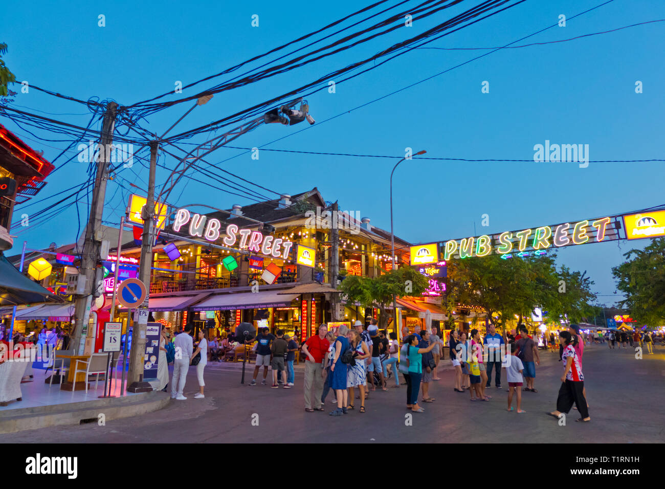 Pub Street, Città vecchia, Siem Reap, Cambogia, Asia Foto Stock