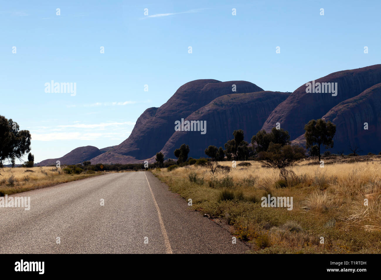 Vista di una parte del kata Tjuṯa cupole, all'interno dell'Uluru-Kata Tjuṯa, il Parco Nazionale del Territorio del Nord, l'Australia Foto Stock