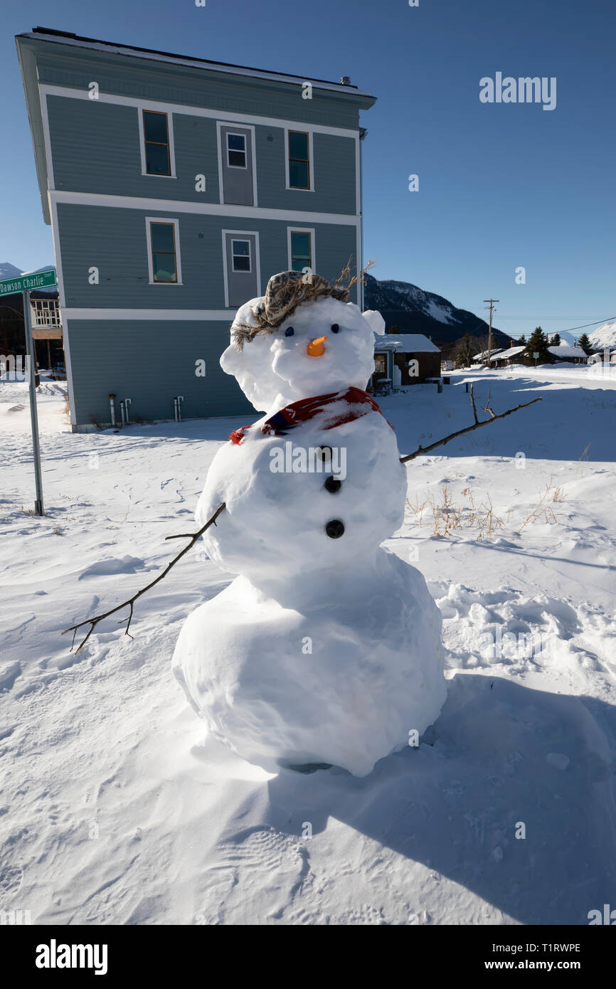 Pupazzo di neve, Carcross, Yukon, Canada Foto Stock