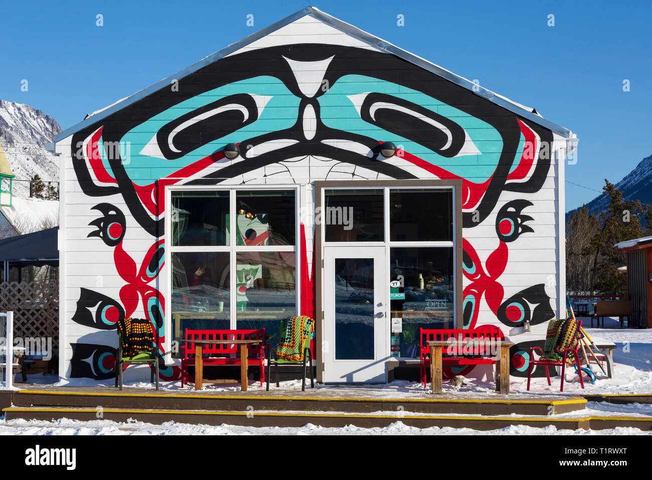 Coffee Shop, Carcross Commons, Yukon, Canada Foto Stock