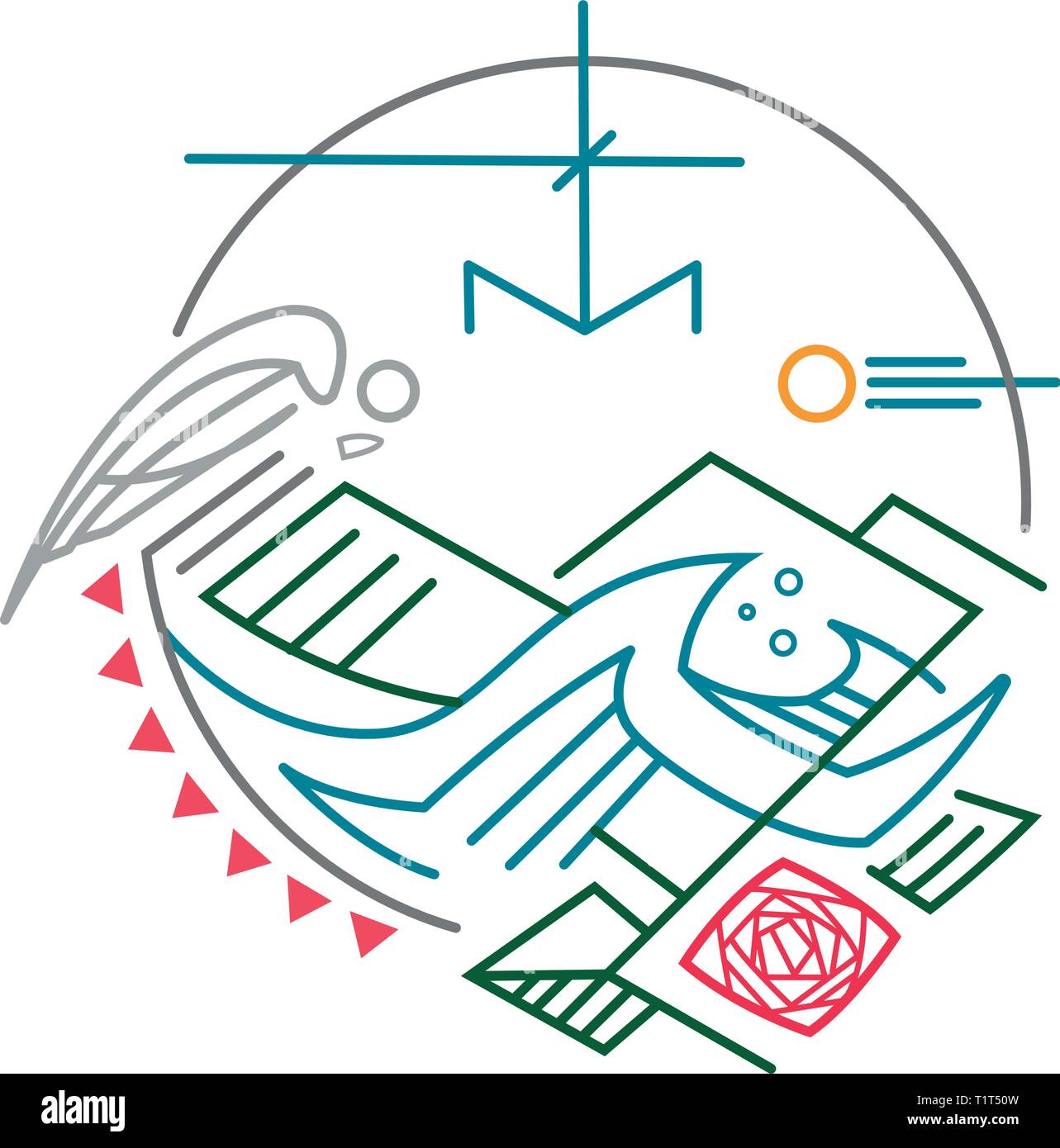 Disegnata a mano illustrazione vettoriale o di disegno di un simbolo cristiano rappresentante la Vergine Maria Illustrazione Vettoriale