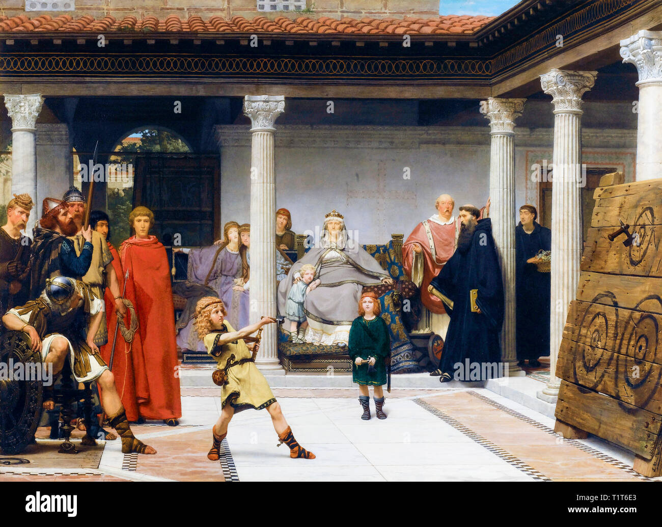 L'istruzione dei figli di Clovis (Scuola di vendetta, formazione di Clotilde i figli), pittura, Lawrence Alma tadema, 1861 Foto Stock
