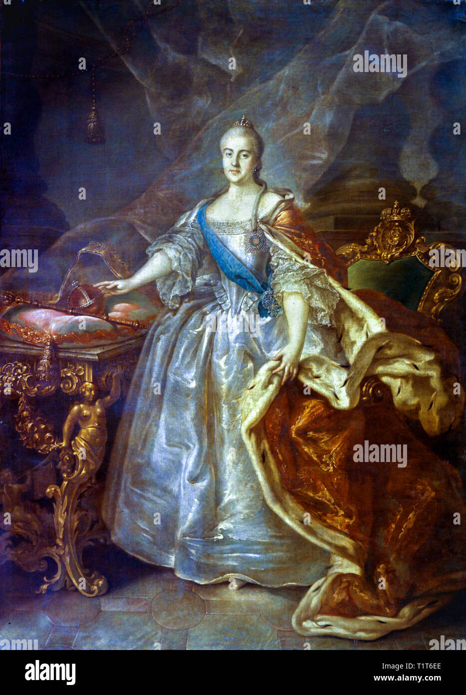 Ritratto di Caterina II di Russia (1729-1796), 1762, dipinto ad olio su tela di Ivan Argunov Foto Stock