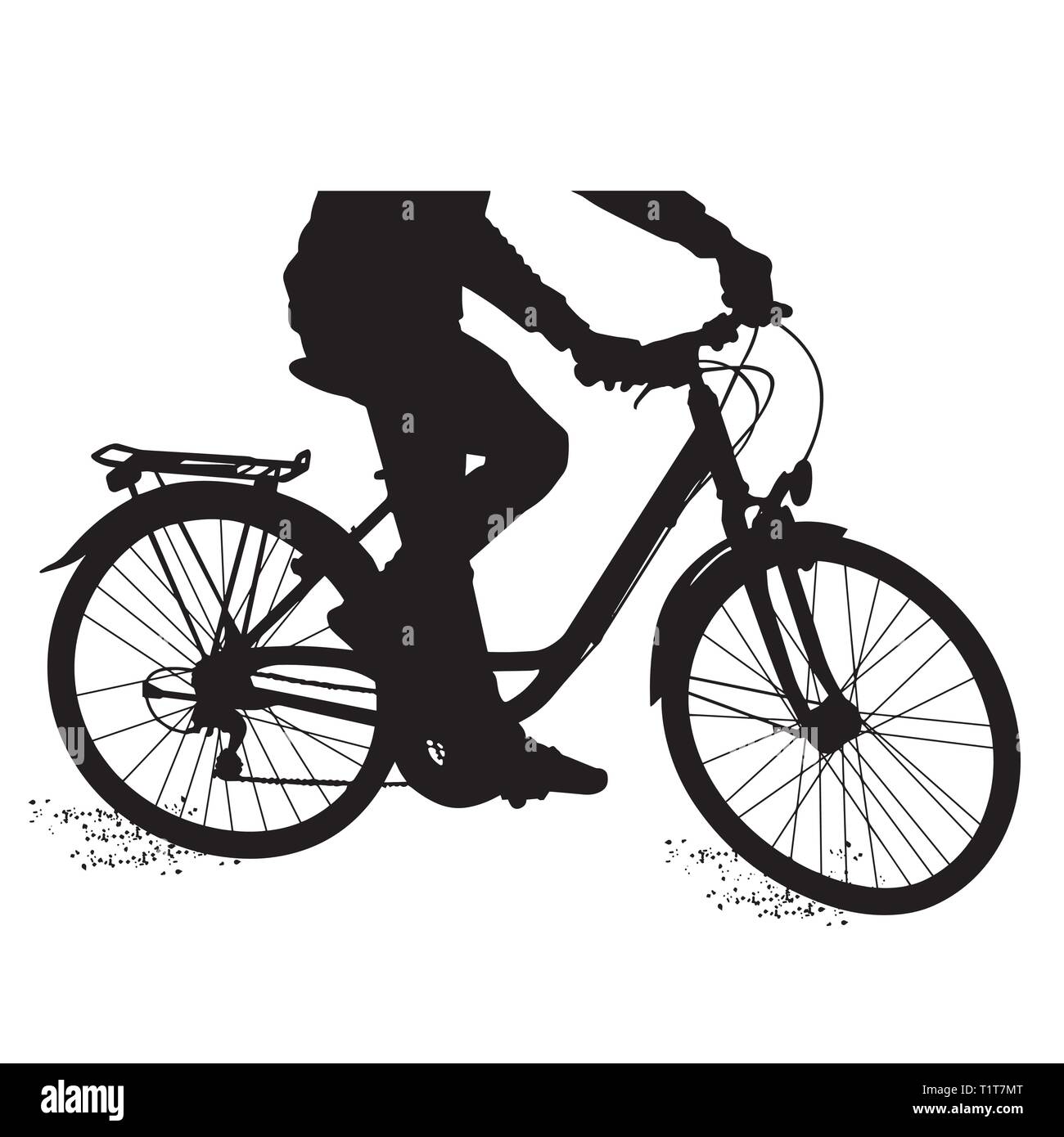 Silhouette di un ciclista maschio su sfondo bianco Illustrazione Vettoriale