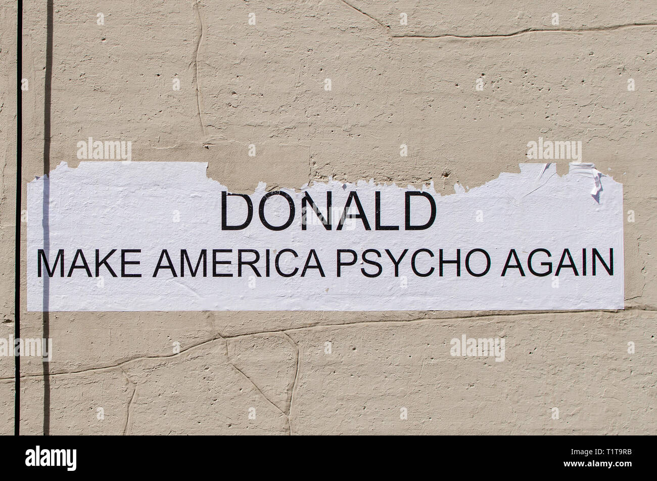 Donald Trump arte di protesta in strada Foto Stock