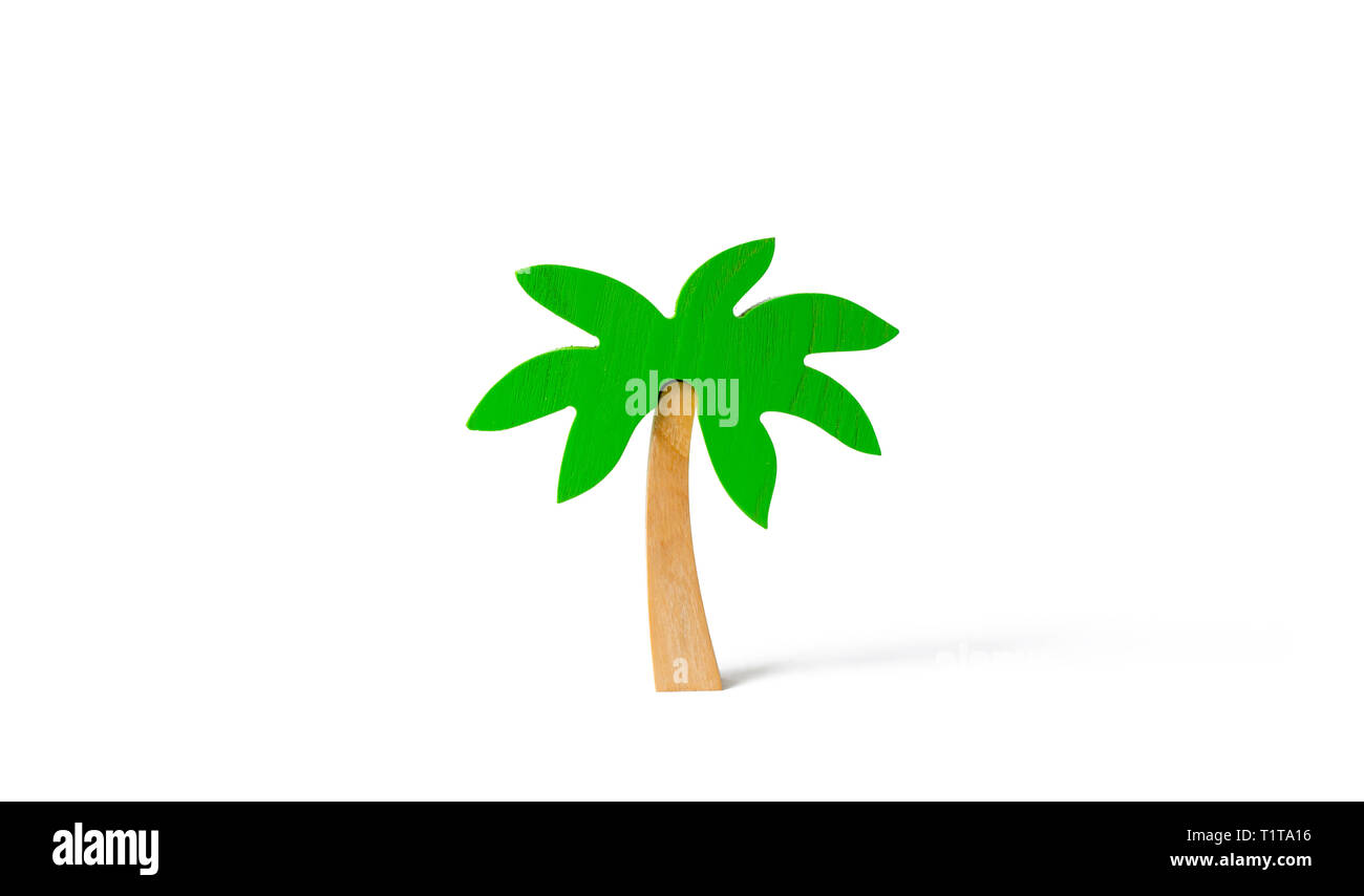 Palm in legno albero isolato su un background. Escursioni e crociere per paesi caldi. Lo sviluppo del turismo. Isola tropicale. Concettuale e per il tempo libero v Foto Stock