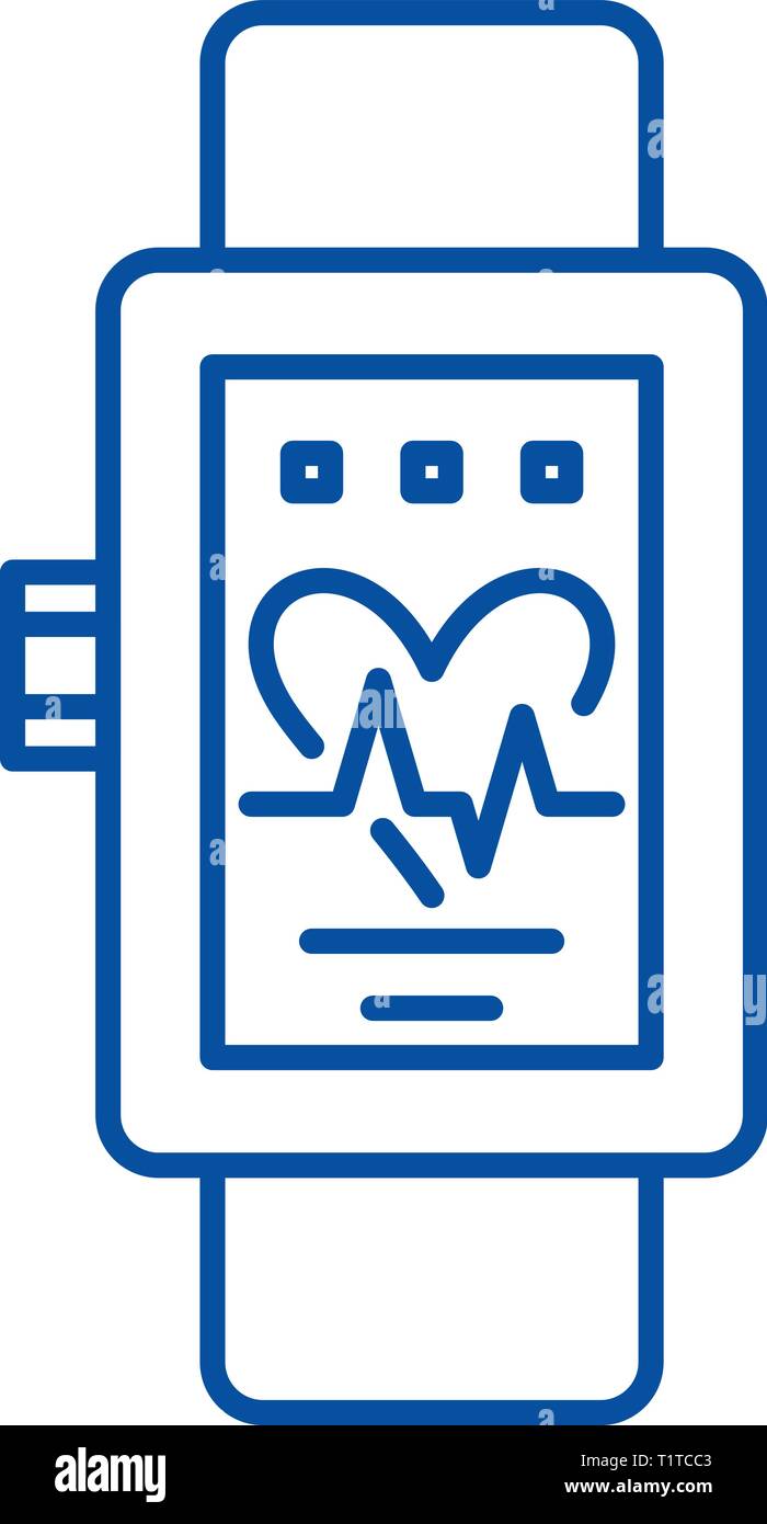 Smart orologi icona linea concept. Smart orologi piatto simbolo del vettore, segno, illustrazione di contorno. Illustrazione Vettoriale