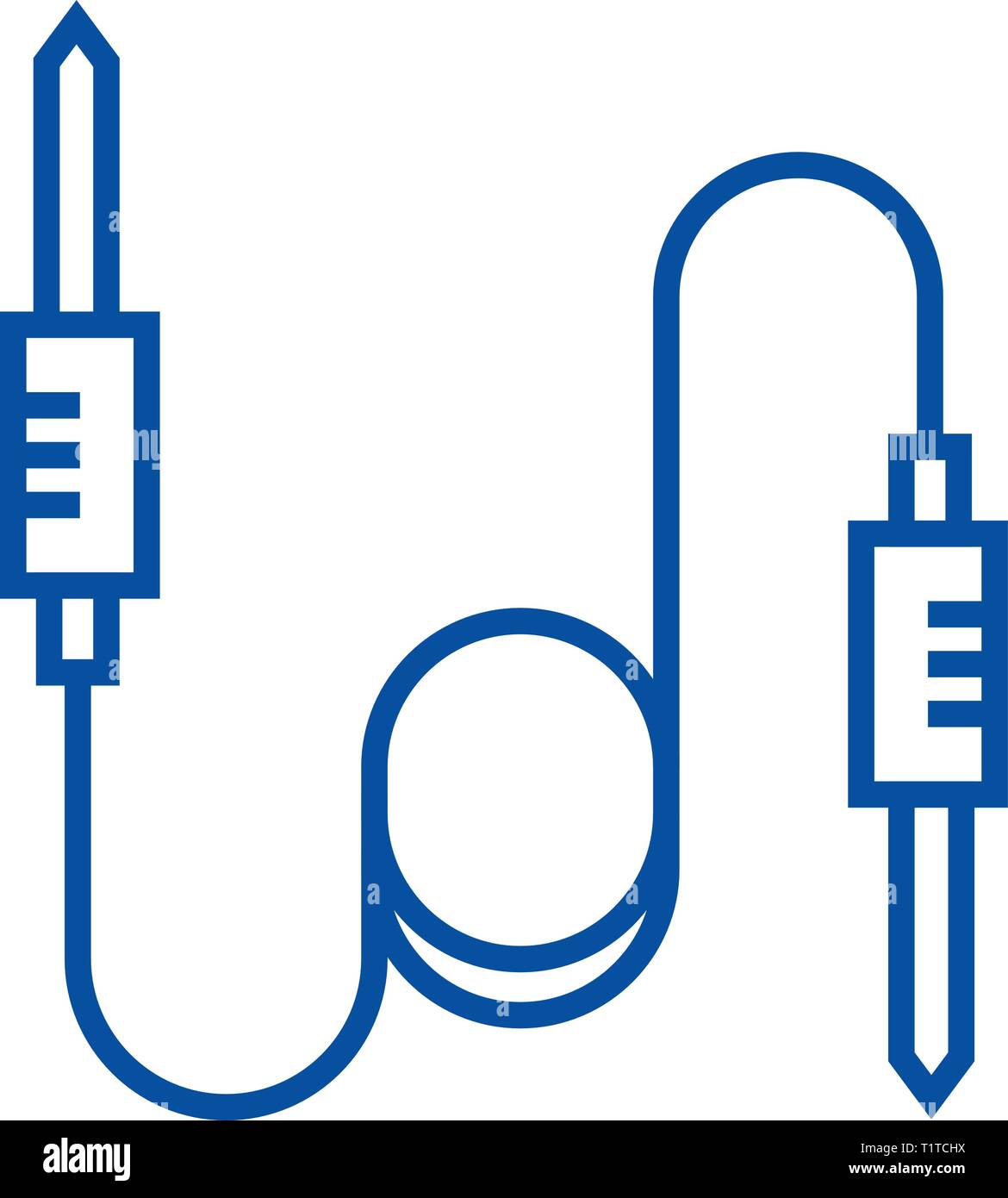 Cavi audio line icona concetto. Cavi audio piatto simbolo del vettore, segno, illustrazione di contorno. Illustrazione Vettoriale