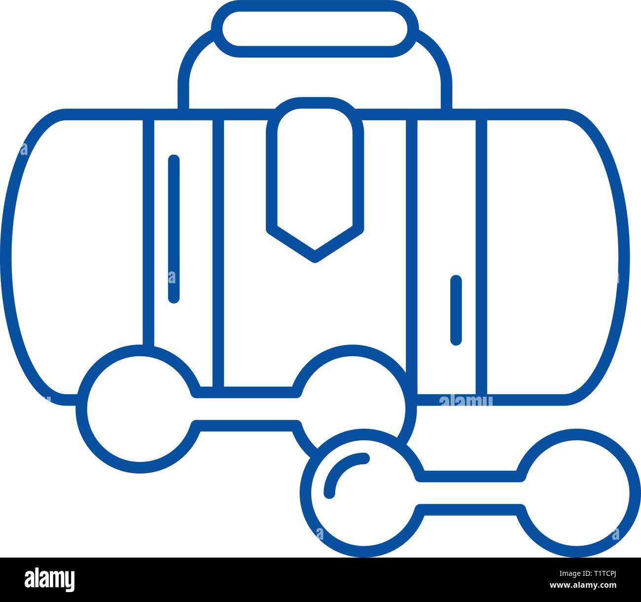 Sacca sportiva icona linea concept. Sacca sportiva piatto simbolo del vettore, segno, illustrazione di contorno. Illustrazione Vettoriale