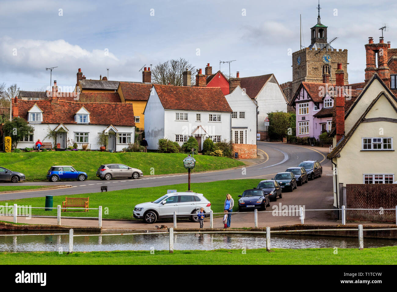 Villaggio Finchingfield High Street, Essex, Inghilterra, Regno Unito, GB Foto Stock