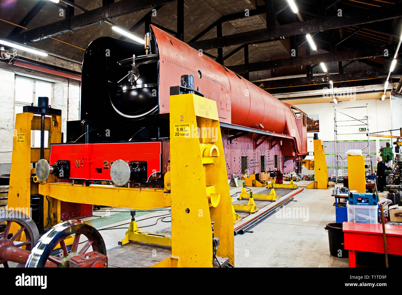 Classe P2 2-8-2 nuova build locomotiva a vapore il Principe di Galles a Hopetown Opere, Darlington, Inghilterra Foto Stock