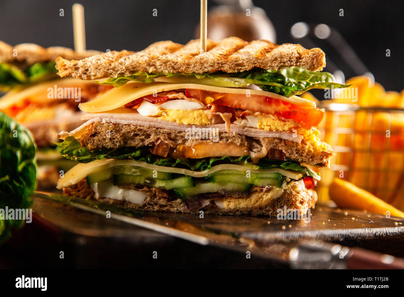 Tall club sandwich Foto Stock