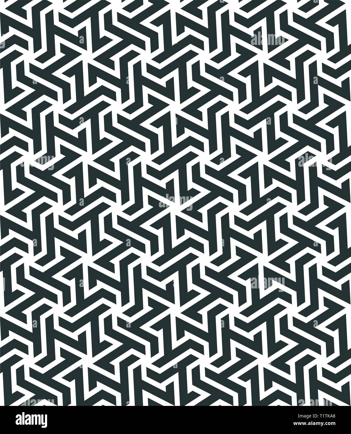 Modello senza cuciture con geometrica tassellazione stile. Mosaico sulla base di maglia esagonale. Abstract sfondo geometrico. Illustrazione Vettoriale