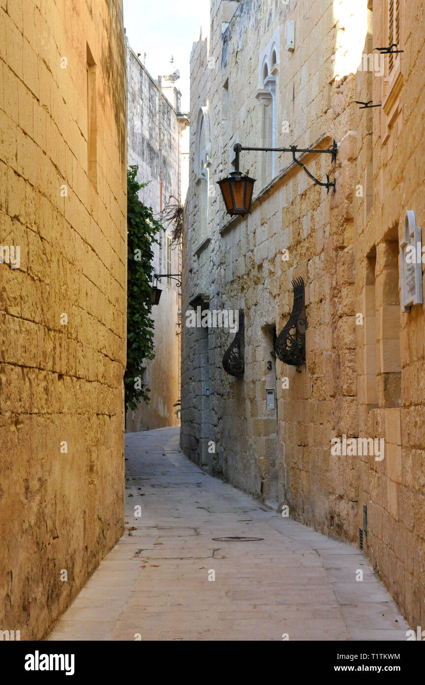 Mdina Streetalley Foto Stock