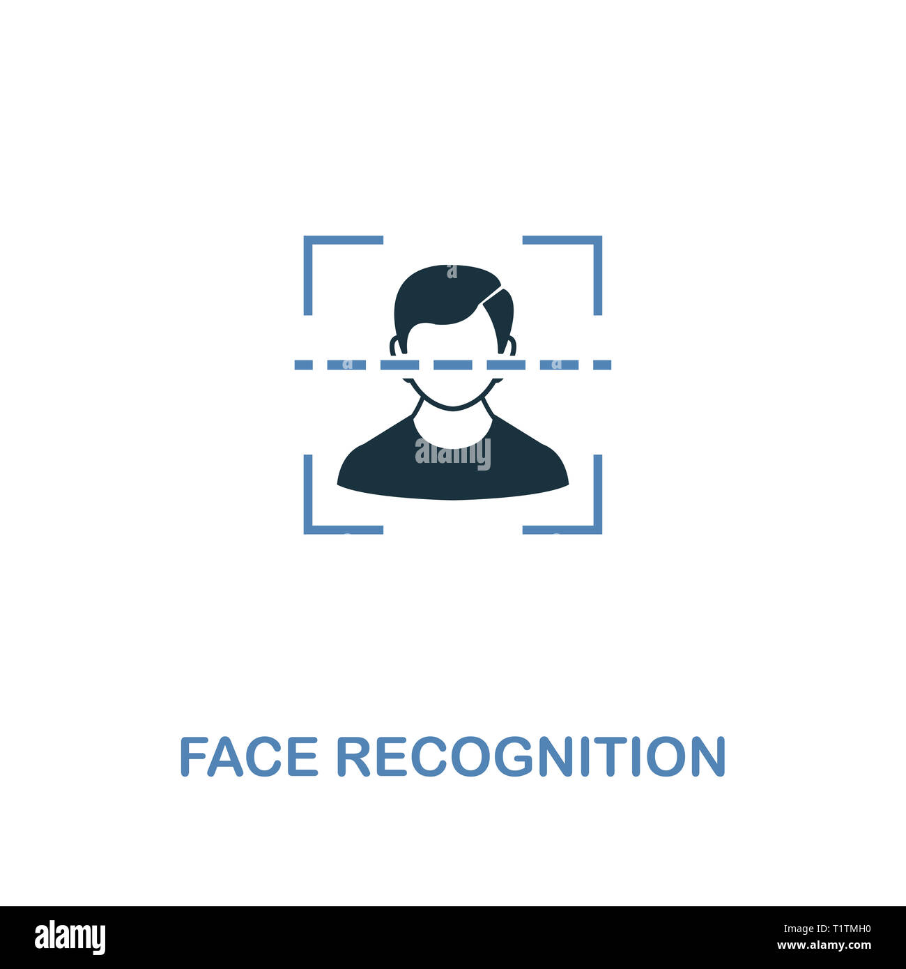 Il riconoscimento del volto icona in due colori. Design Premium da internet security raccolta di icone. Pixel perfetto pittogramma semplice riconoscimento facciale per icona Foto Stock