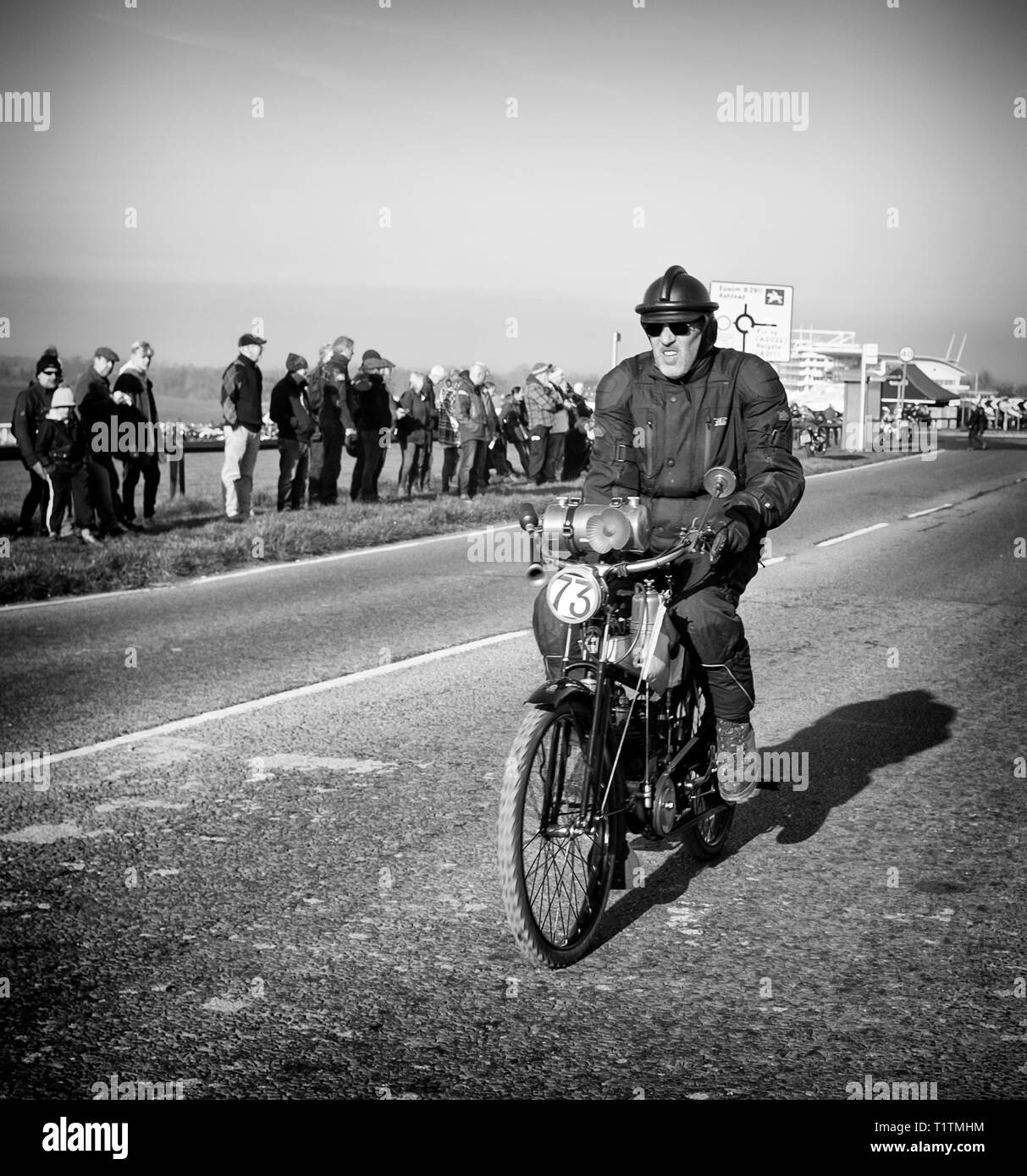 Epsom Downs Surrey, Regno Unito 24 marzo 2019 Pioneer Run Epsom alla Brighton Vintage Motorcycle Run 80th Anniversary. Credito: Ian Humphreys Foto Stock