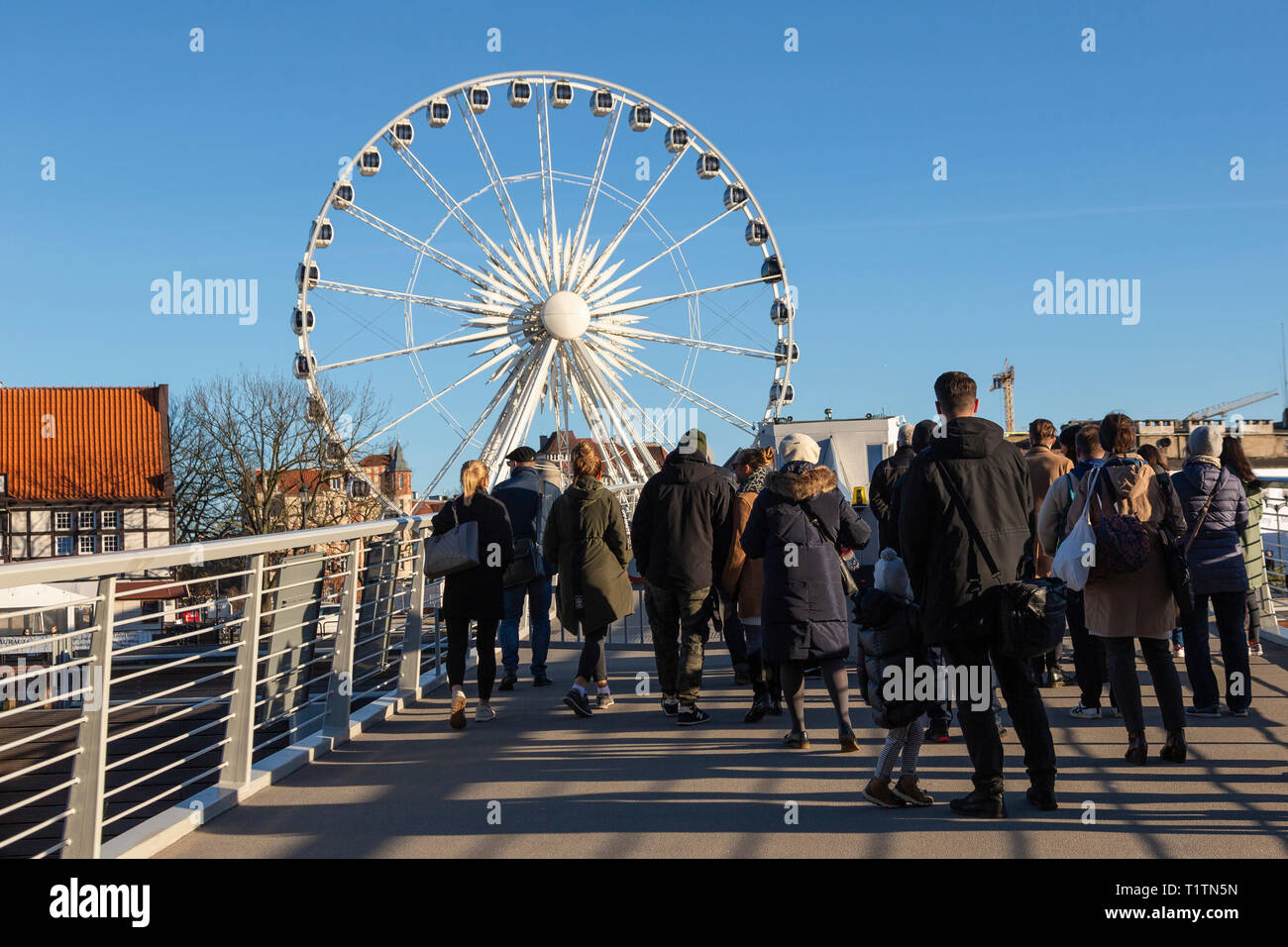 Vista panoramica Ferris Wheel, Gdansk, Polonia Foto Stock