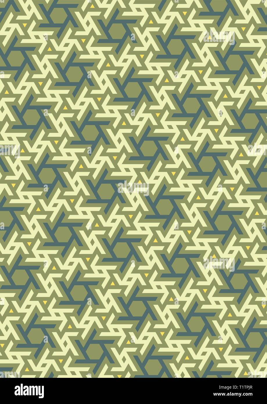 Vettore geometrico, costruito su una griglia esagonale. Geometrico ornamento islamico. Multicolore ornamento arabo. Modello di paesi arabi Illustrazione Vettoriale