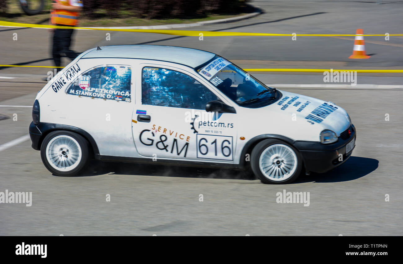 Autoslalom Sajmski 2019 - Opel Corsa C Foto Stock