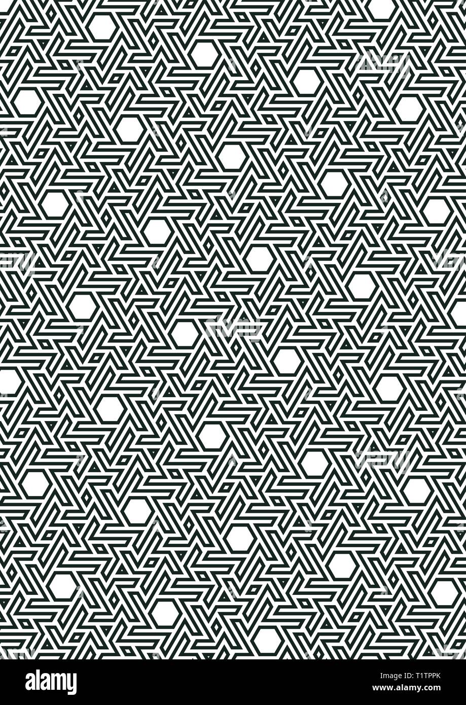 Vettore geometrico, costruito su una griglia esagonale. Geometrico ornamento islamico. Multicolore ornamento arabo. Modello di paesi arabi Illustrazione Vettoriale