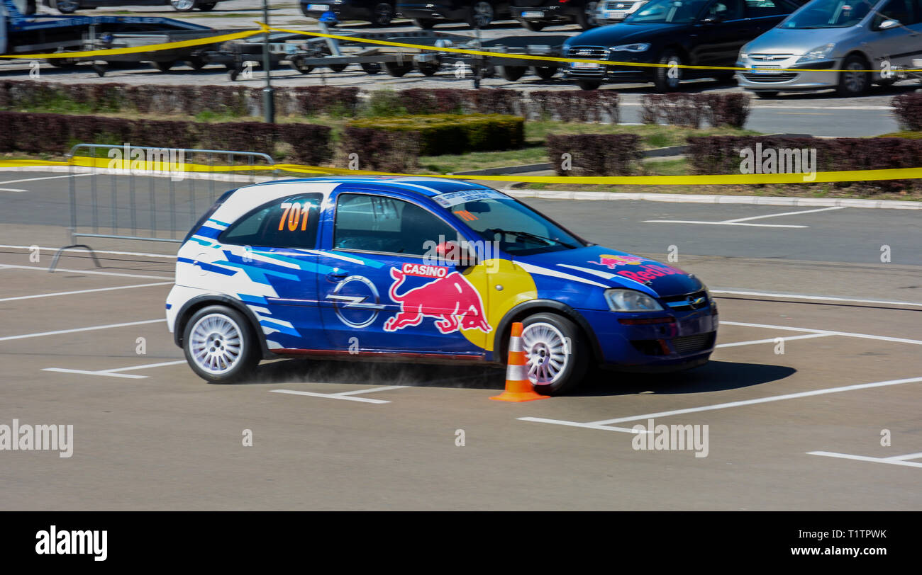 Autoslalom Sajmski 2019 - Opel Corsa C Foto Stock